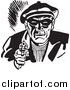 Clipart of a Retro Black and White Male Criminal Pointing a Gun by BestVector