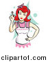Clipart of a Retro Red Haired White Mother Wagging Her Finger by Andy Nortnik