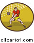 Clipart of a Retro White Male Volleyball Player Preparing to Hit a Ball by Patrimonio