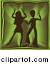 Clipart of a Silhouetted Couple Grooving at a Green Party by Kaycee