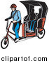 Clipart of Retro People Riding on a Rickshaw by Patrimonio