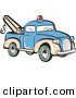 Retro Clipart of a Blue Toy Tow Truck with a Hook on the Tailgate by Andy Nortnik