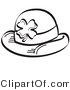 Retro Clipart of a Coloring Page of a St Paddy's Day Hat with a Clover on It by Andy Nortnik