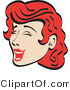 Retro Clipart of a Pretty Red Haired Woman Closing Her Eyes While Laughing by Andy Nortnik