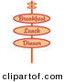 Retro Clipart of a Vintage Beige Restaurant Sign Advertising Breakfast, Lunch and Dinner by Andy Nortnik