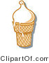 Retro Clipart of a Yummy Vanilla Ice Cream in a Cone, Melting over the Rim by Andy Nortnik
