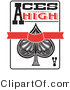Retro Clipart of an Ace of Spades Playing Card with Text Reading Aces High on the Card by Andy Nortnik