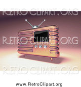 Clipart of a 3d Retro Pink Metal Radio by
