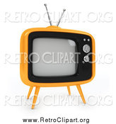 Clipart of a 3d Retro Yellow Box Tv by BNP Design Studio