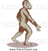 Clipart of a Ape Walking Upright by Patrimonio