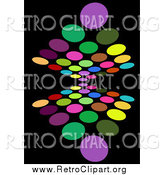 Clipart of a Background of Colorful Circles Reflecting on Black by KJ Pargeter