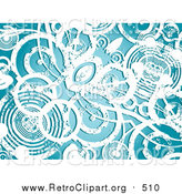 Clipart of a Background of Grunge White Circles over Blue by KJ Pargeter