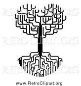 Clipart of a Black and White Heart Tree with Bare Branches and Roots by AtStockIllustration