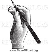 Clipart of a Black and White Retro Hand Drawing by BestVector