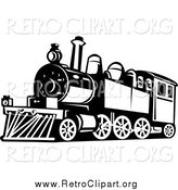 Clipart of a Black and White Retro Train by Patrimonio