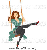 Clipart of a Brunette Woman Swinging in Stockings by BNP Design Studio