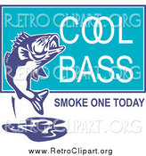 Clipart of a Cool Bass Smoke One Today Text and a Fish by Patrimonio