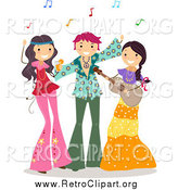 Clipart of a Dancing Teens at a Hippie Party by BNP Design Studio