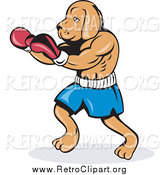Clipart of a Dog Boxing by Patrimonio
