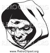 Clipart of a Grim Reaper Head with a Hood by Lawrence Christmas Illustration