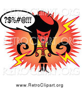 Clipart of a Mad Retro Woman Cursing over a Burst by Andy Nortnik