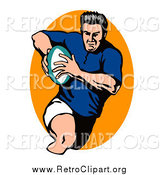 Clipart of a Male Retro Rugby Football Player by Patrimonio