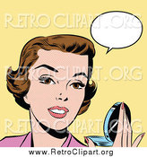 Clipart of a Pop Art Talking White Woman Holding a Compact by Brushingup