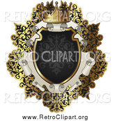 Clipart of a Retro Black and Gold Scroll Frame with Text Space by AtStockIllustration