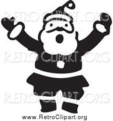 Clipart of a Retro Black and White Shouting Santa by BestVector