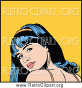 Clipart of a Retro Black Haired White Pop Art Woman Looking Back over Her Shoulder by Brushingup