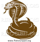 Clipart of a Retro Brown Cobra Snake by Patrimonio