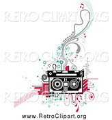 Clipart of a Retro Cassette Tape and Flourishes by BNP Design Studio