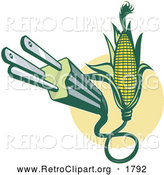 Clipart of a Retro Electric Plug Emerging from Corn by Patrimonio