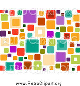 Clipart of a Retro Funky Seamless Pattern of Squares over White by BNP Design Studio