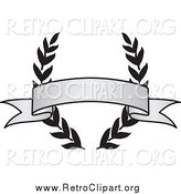 Clipart of a Retro Grayscale Award Crest and Blank Banner by BestVector