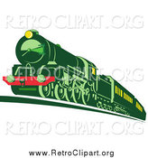 Clipart of a Retro Green Train by Patrimonio