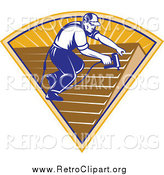 Clipart of a Retro Male Roofer Applying Shingles by Patrimonio