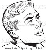 Clipart of a Retro Pop Art Man Looking up by Brushingup