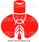 Clipart of a Retro Red Asian Chef Bowing by Patrimonio