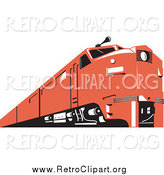 Clipart of a Retro Red Train at a Low Angle by Patrimonio