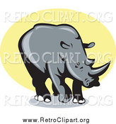 Clipart of a Retro Rhino over Yellow by Patrimonio