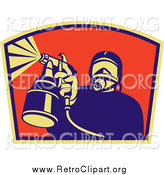 Clipart of a Retro Spray Painter Worker by Patrimonio