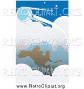 Clipart of a Retro Sputnik Orbiting Around Clouds and Earth by Xunantunich