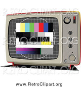 Clipart of a Retro TV with Test Screen by