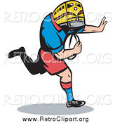 Clipart of a Rugby Player with a Train Head and Ball by Patrimonio