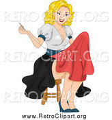 Clipart of a Sexy Blond White Pinup Woman Sewing by BNP Design Studio