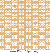Clipart of a Tan Background with White Abstract Butterflies by Prawny