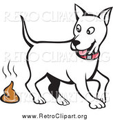 Clipart of a White Dog Looking Back and Pooping by Patrimonio