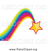Clipart of a Yellow Star with a Bouncing Rainbow Trail by MilsiArt