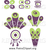 Clipart of Purple and Green Retro Circle Designs by Prawny